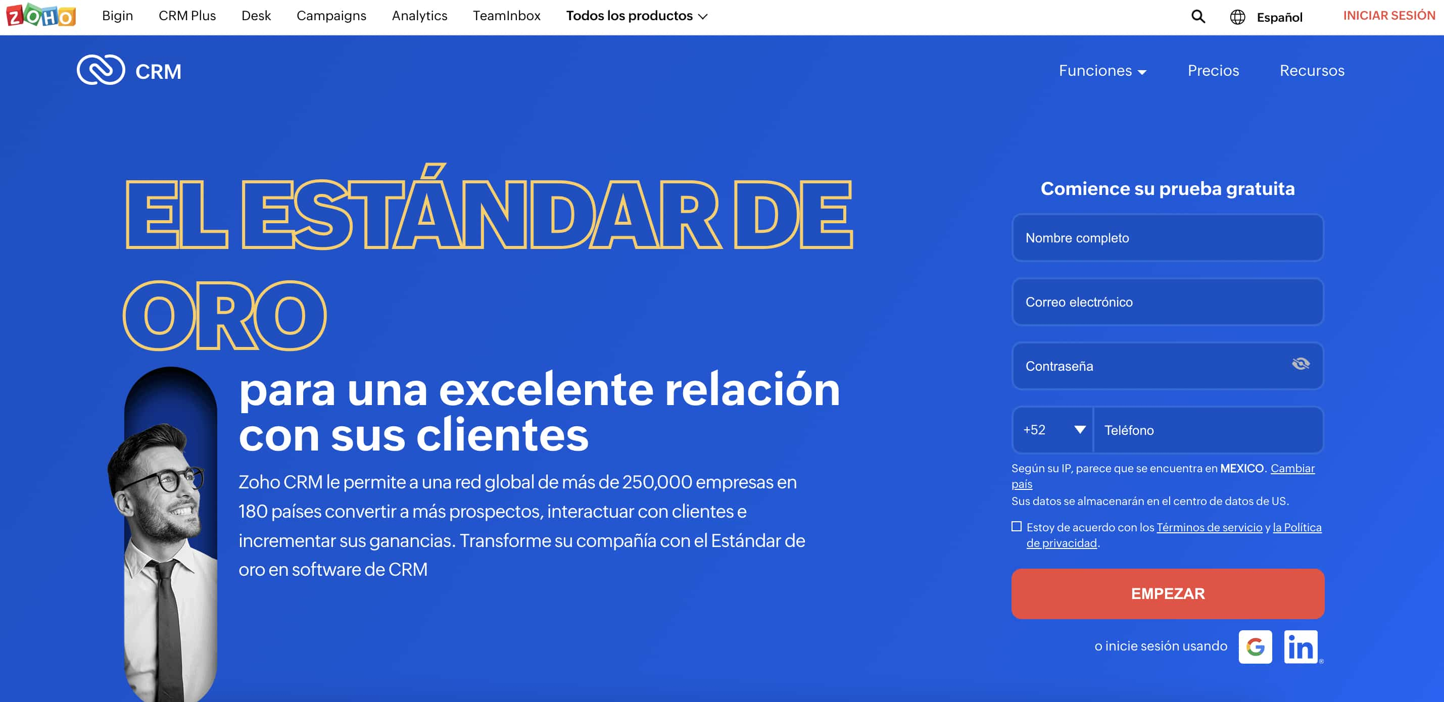 Ejemplo de CRM colaborativo: Zoho