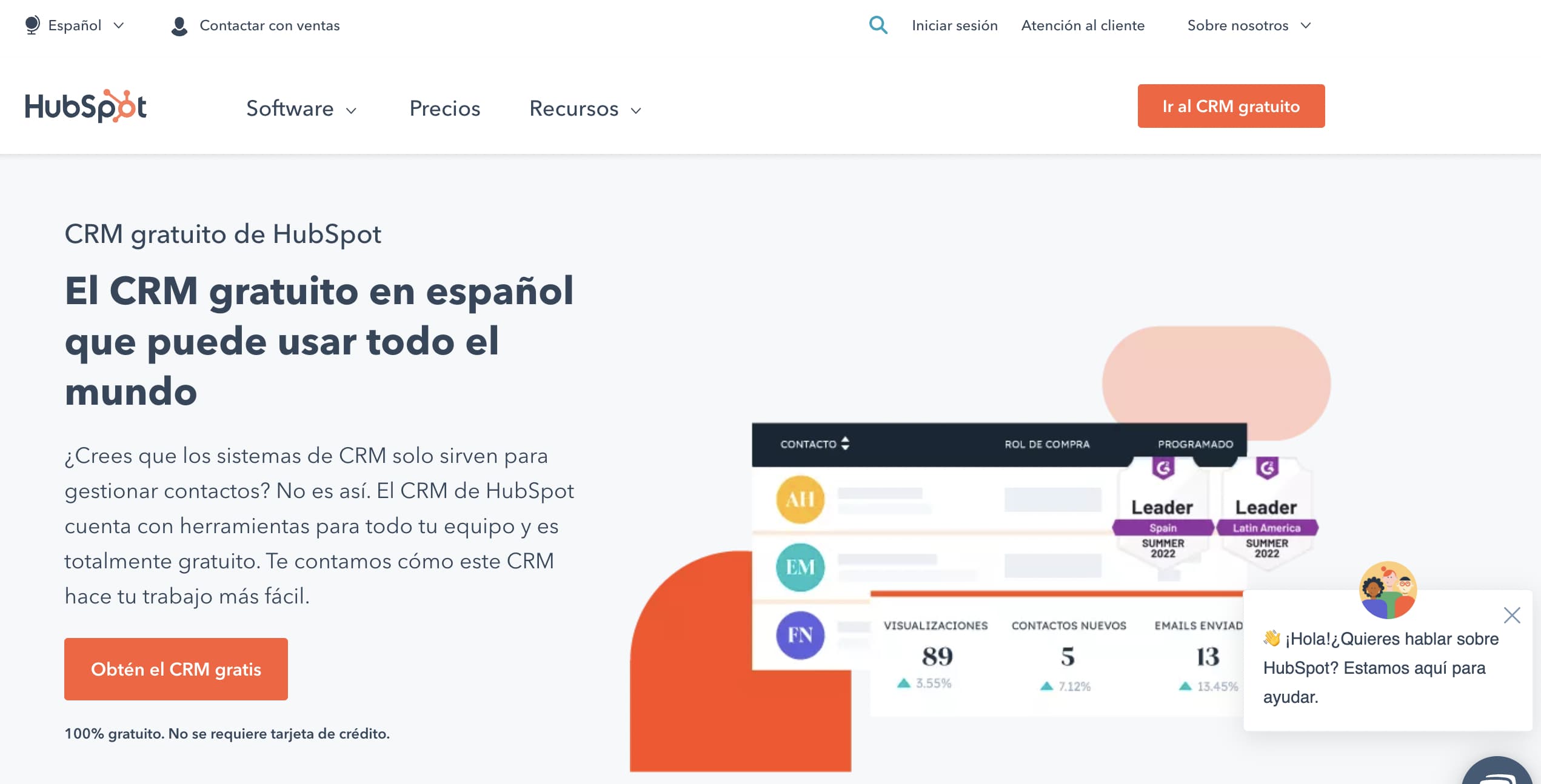 Ejemplo de CRM operativo de HubSpot