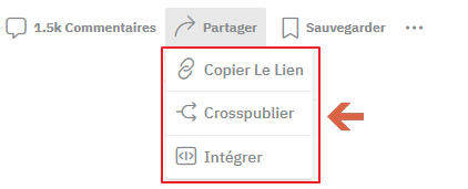 La crosspublication sur Reddit.