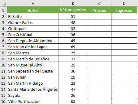 Cómo cruzar bases de datos en Excel: datos a cruzar