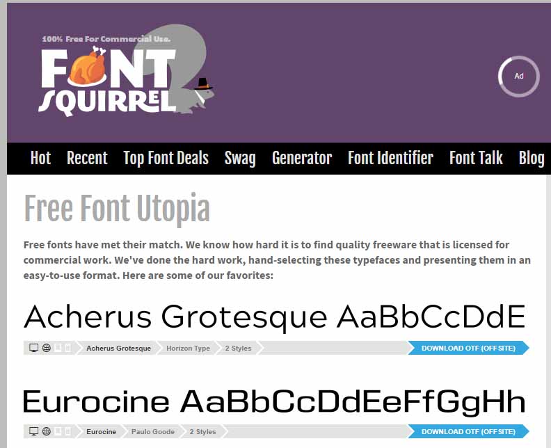 Fuentes gratis en Font Squirrel