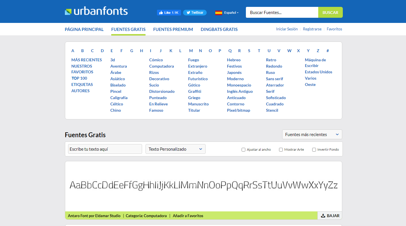 Fuentes gratis en Urban Fonts