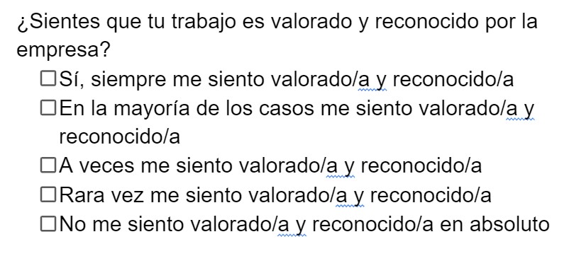 Ejemplo de tipos de encuesta: para empleados