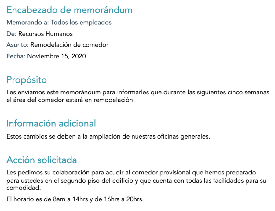 Ejemplo De Memorandum Informativo 9332