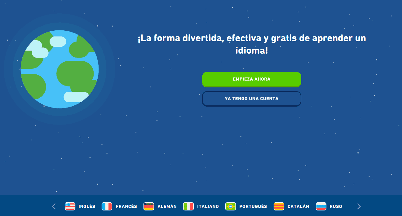 Ejemplos de portal web, Duolingo