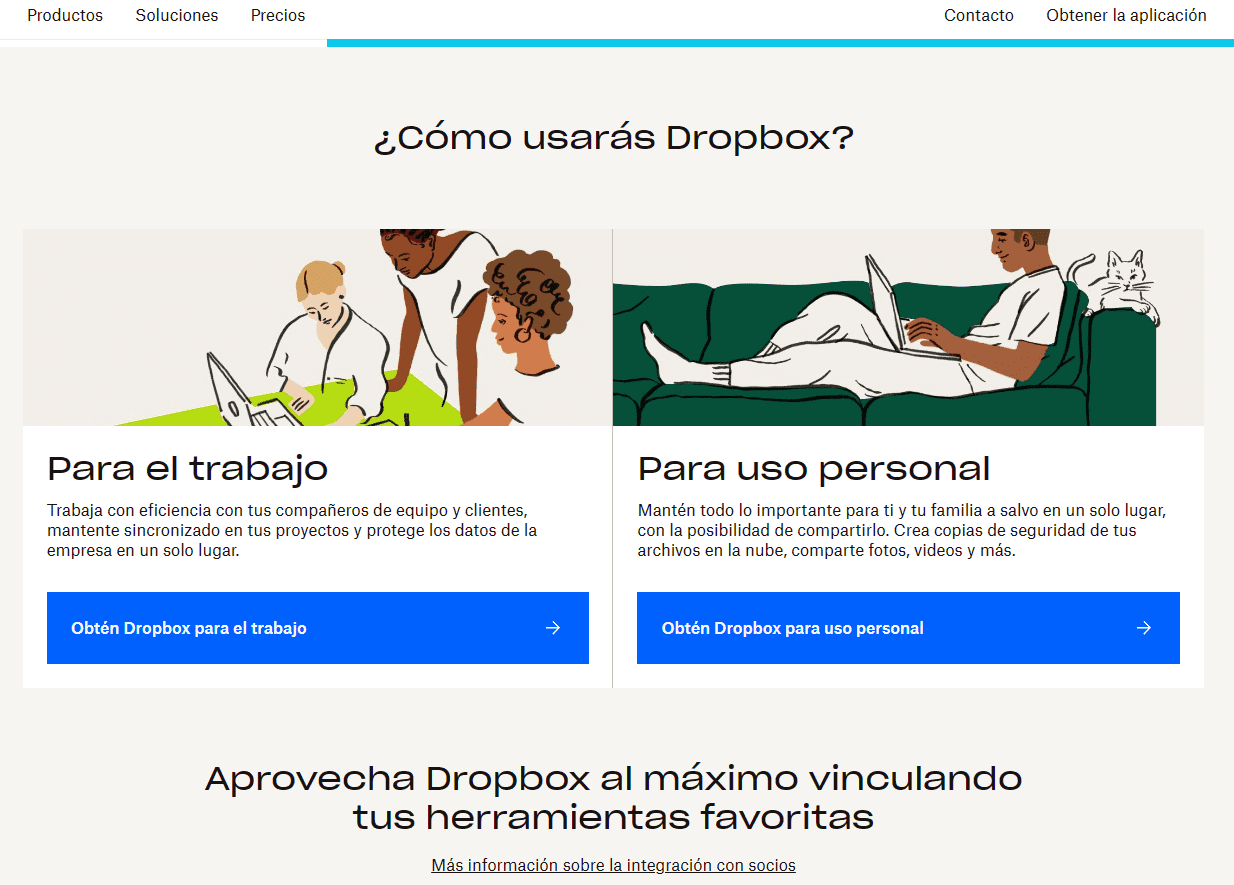 Ejemplos de portal web, Dropbox