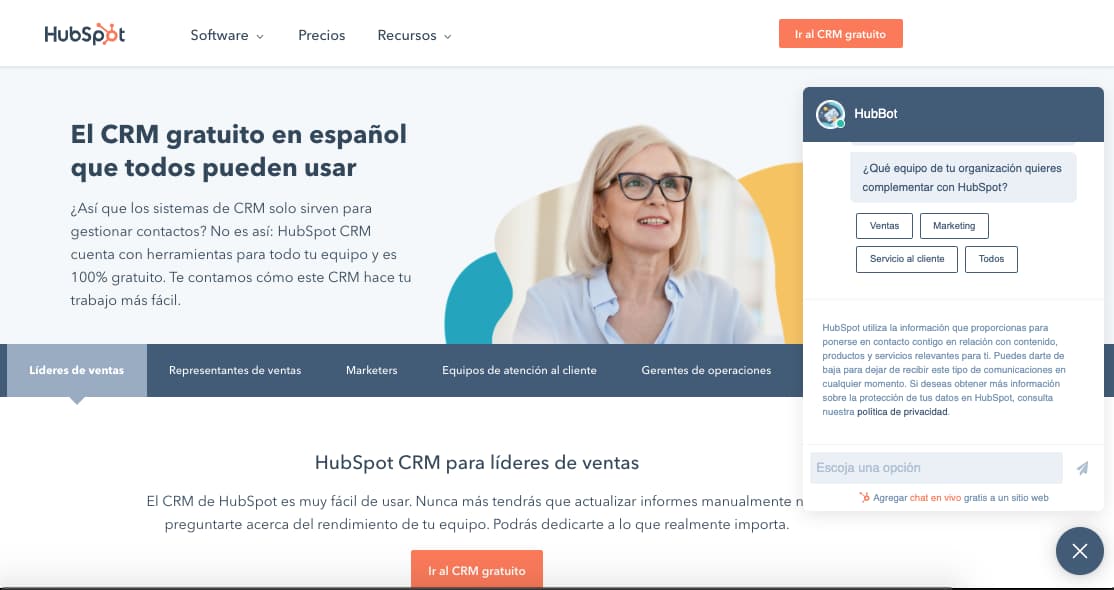 Ejemplo software en la nube: HubSpot