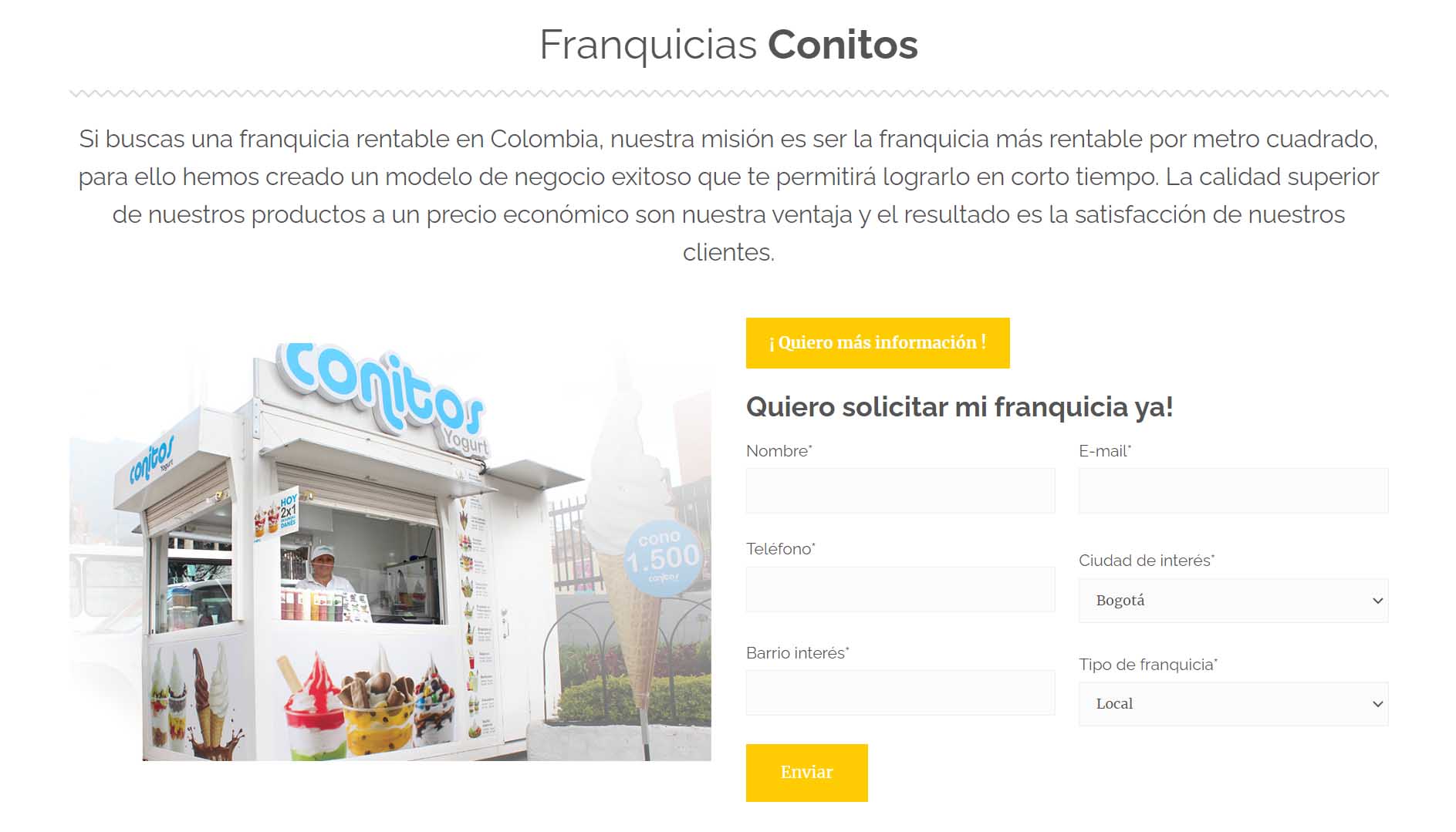 ejemplo de franquicias económicas en Colombia: Conitos yogurt