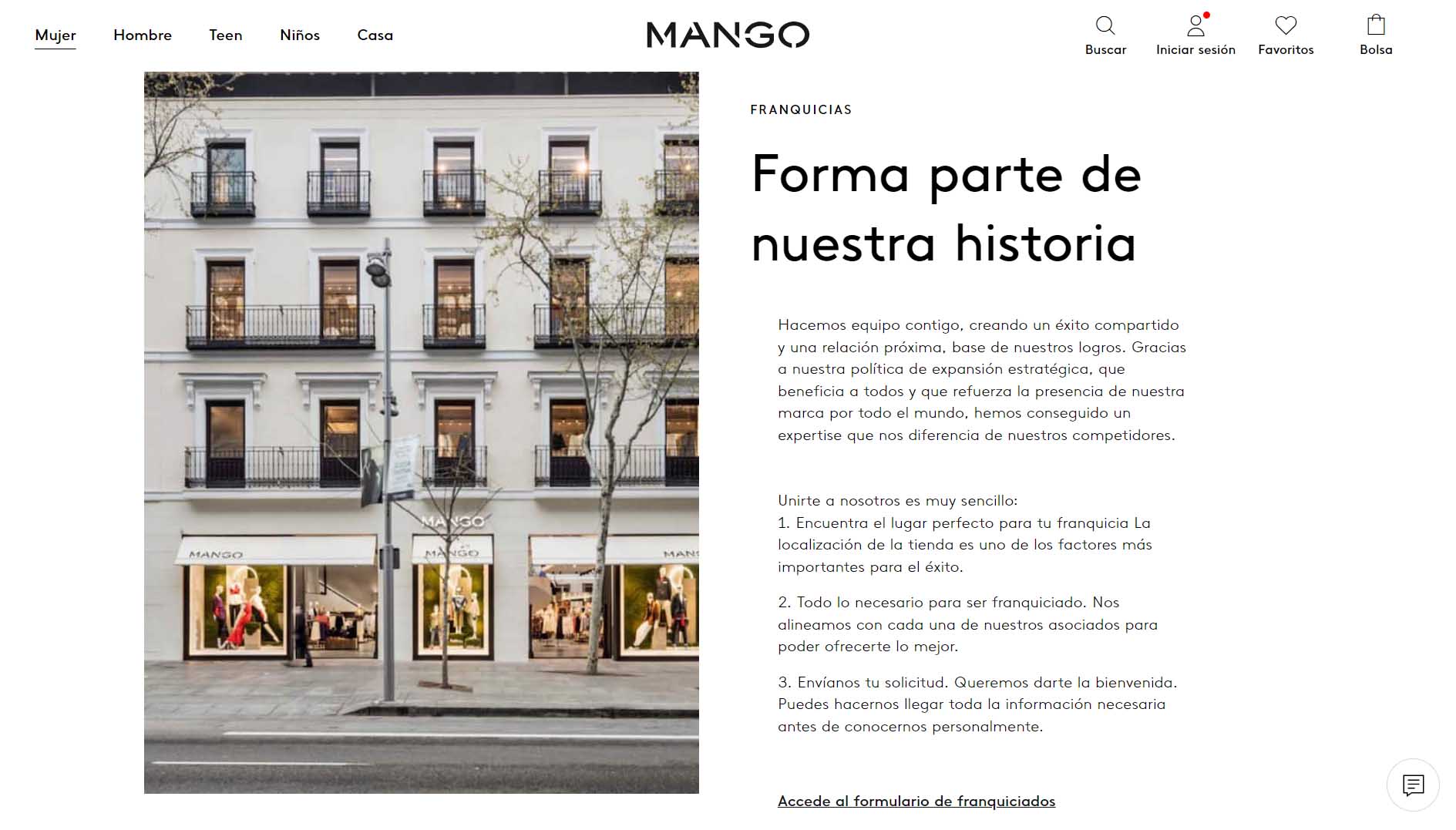 Ejemplos de franquicias más rentables en España: Mango