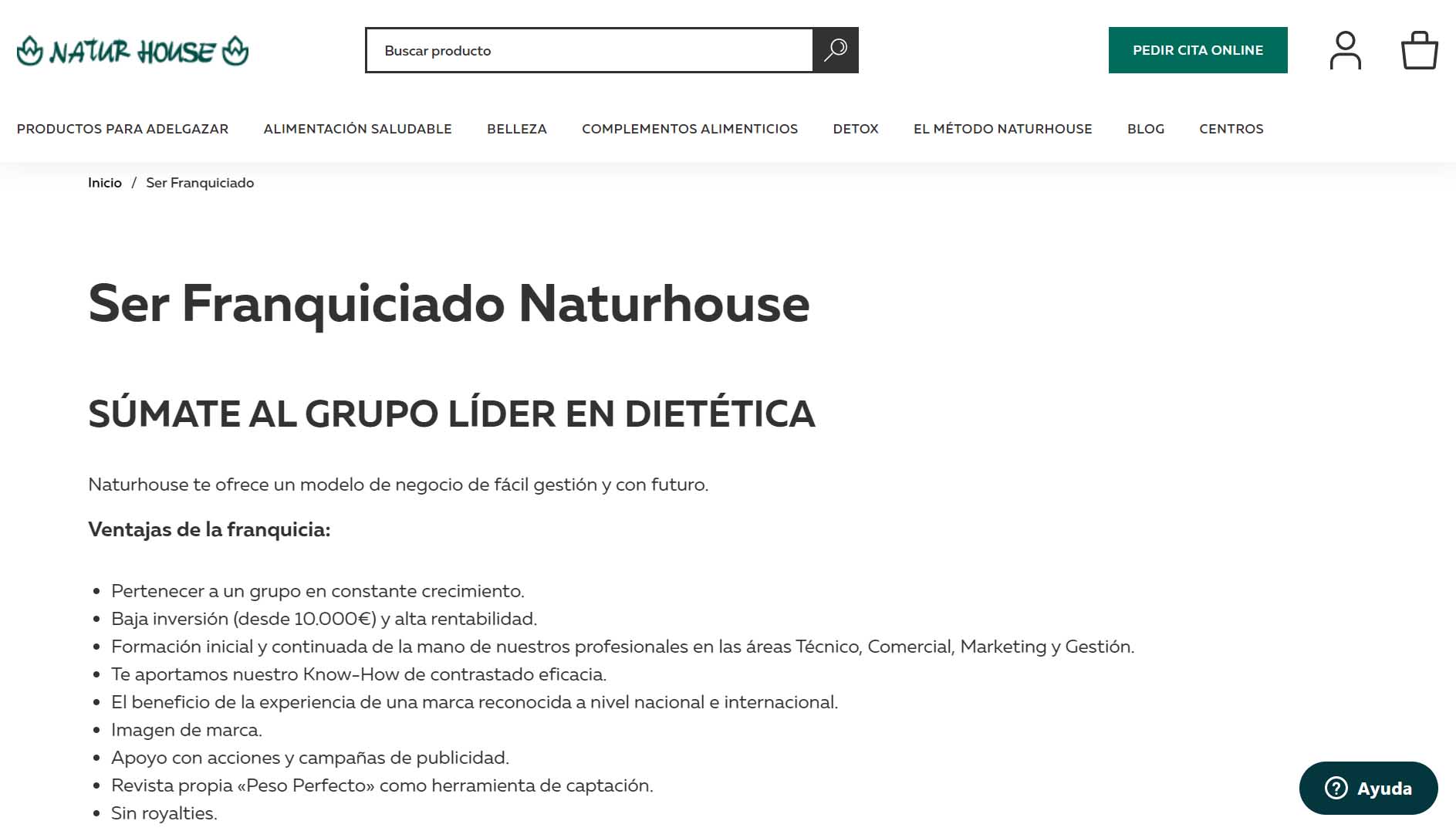 Ejemplo de franquicias más rentables en España: Natur House