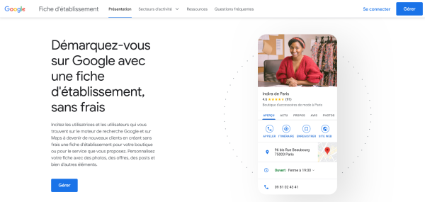 Fiche d'établissement Google