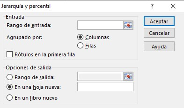 Herramientas de análisis de datos en Excel: jerarquía y percentil