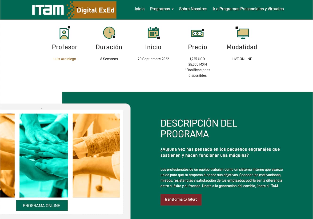 Curso de liderazgo de ITAM Digital EdEx