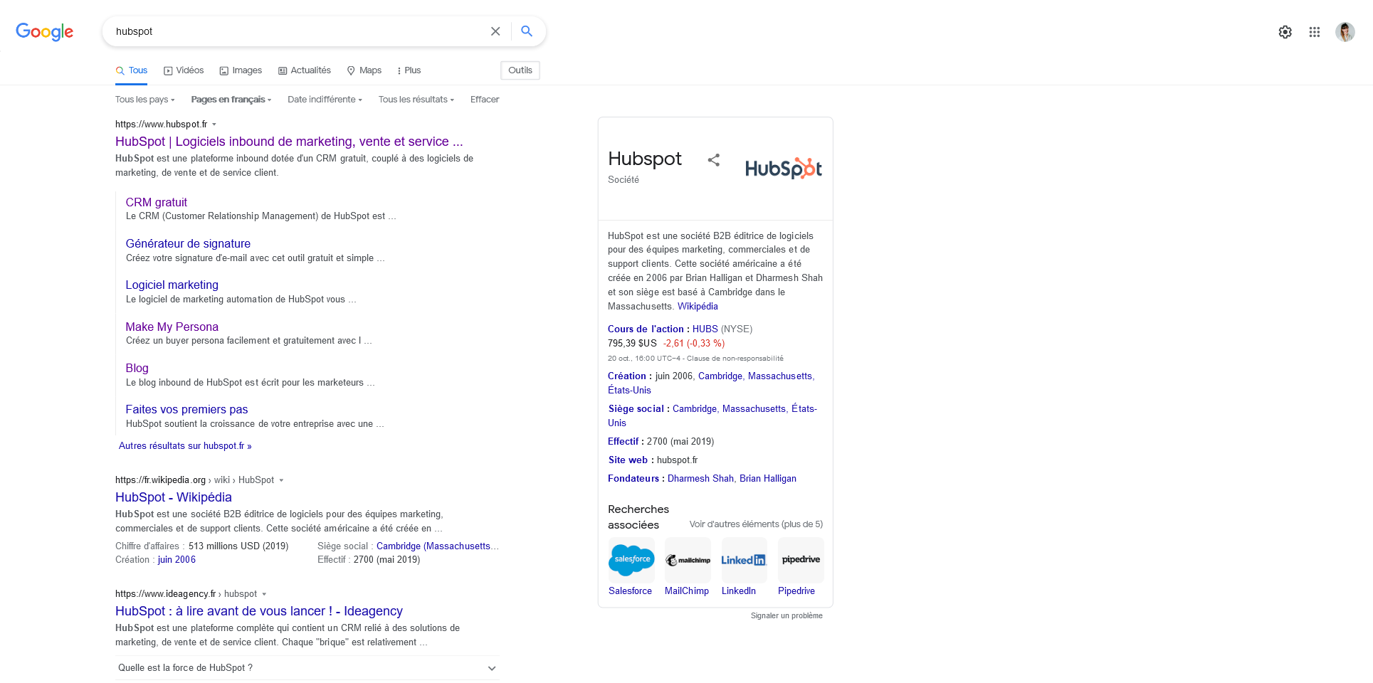 capture écran du knowledge graph de HubSpot