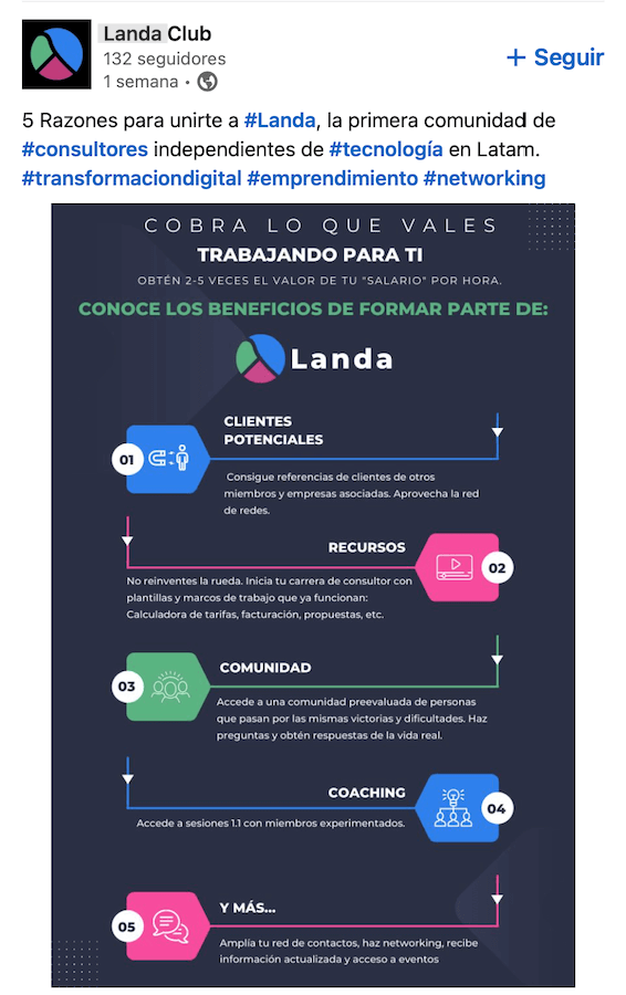 Ejemplo de contenido publicitario: Landa Club