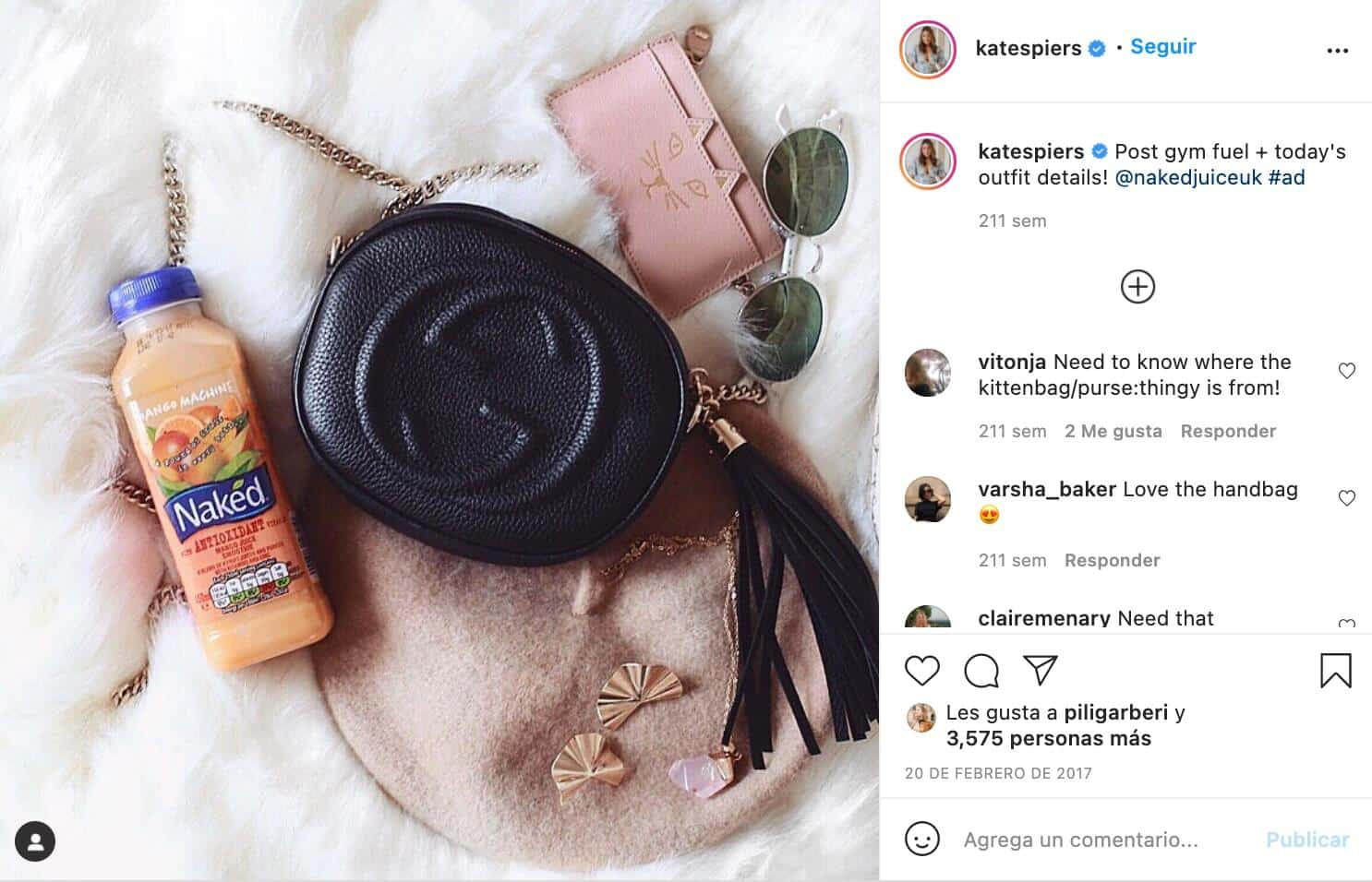 Marketing de influencers ejemplos: Naked juice con Kate Spiers