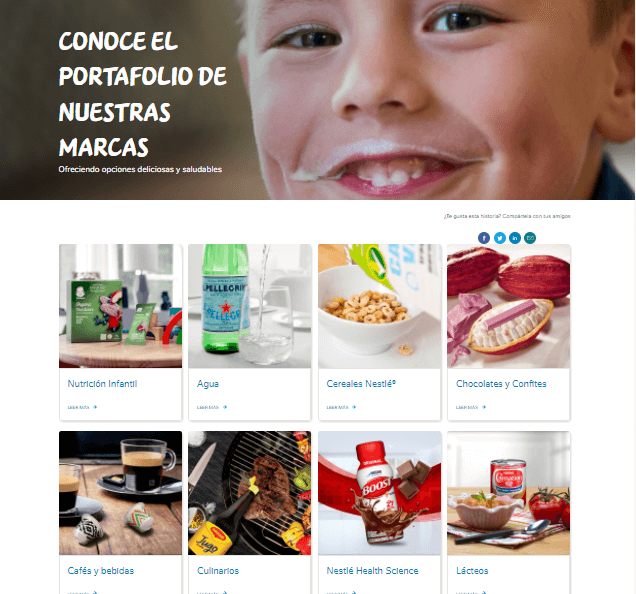 ejemplo de mezcla de productos: Nestlé