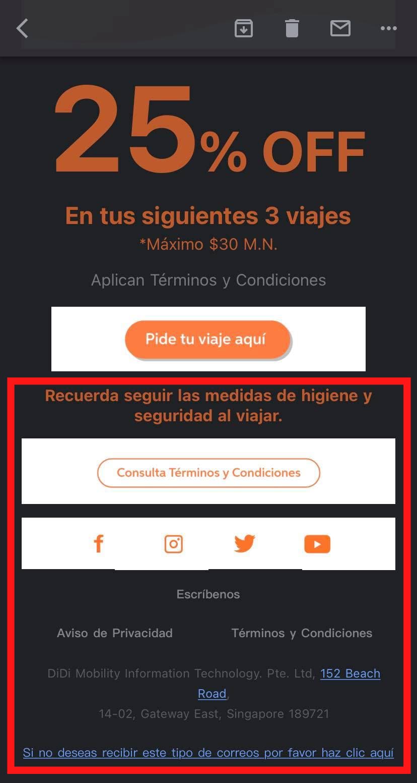 Ejemplo de un buen pie de página de un correo electrónico