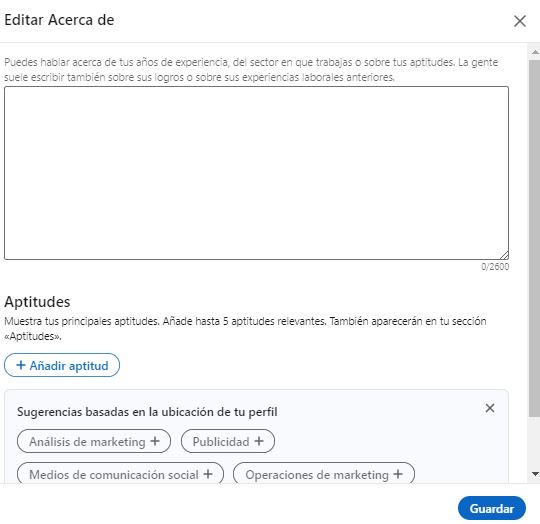 Cómo hacer un perfil de LinkedIn: acerca de