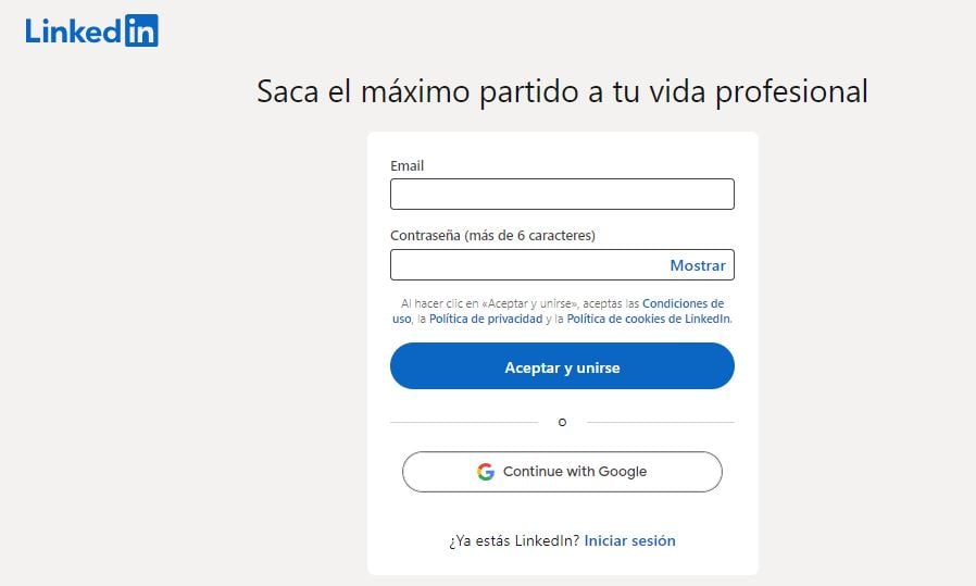 Cómo hacer un perfil de LinkedIn: unirse