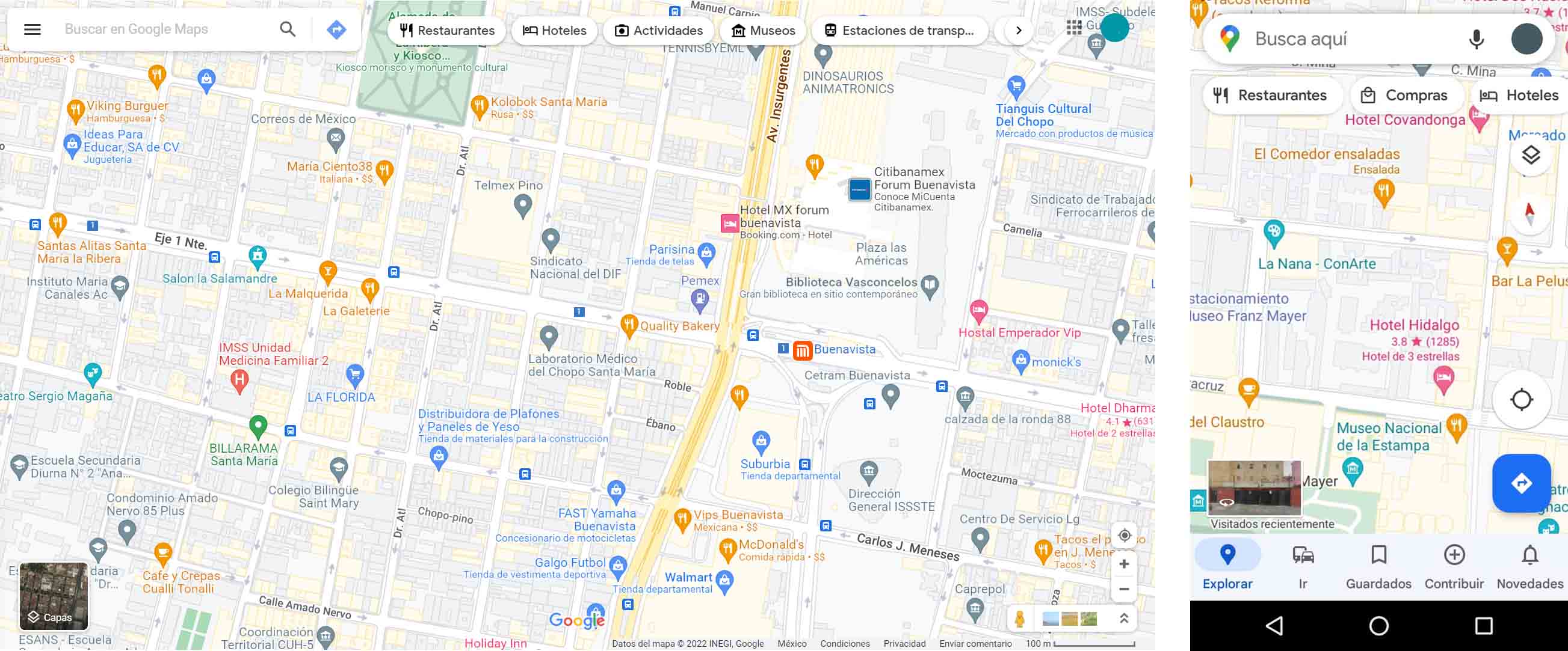 ejemplos de personalización de sitios web: Google Maps