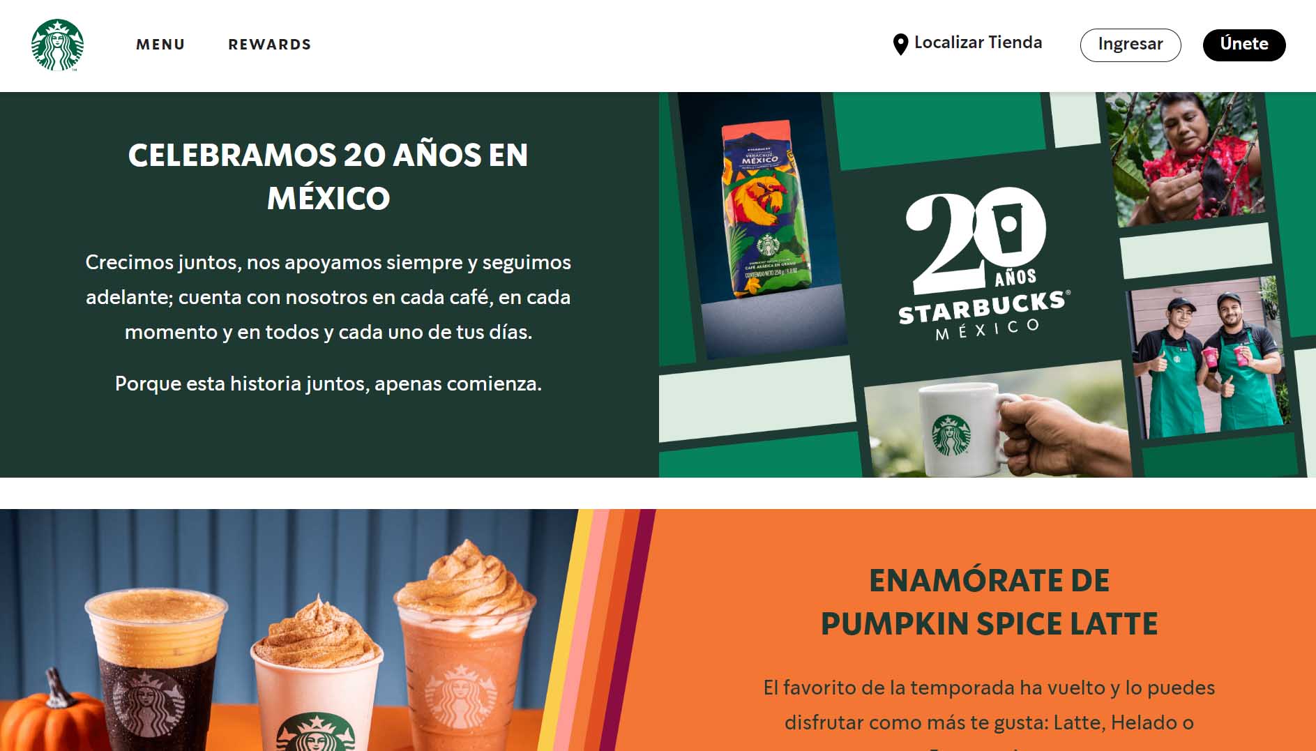 ejemplos de personalización de sitios web: Starbucks