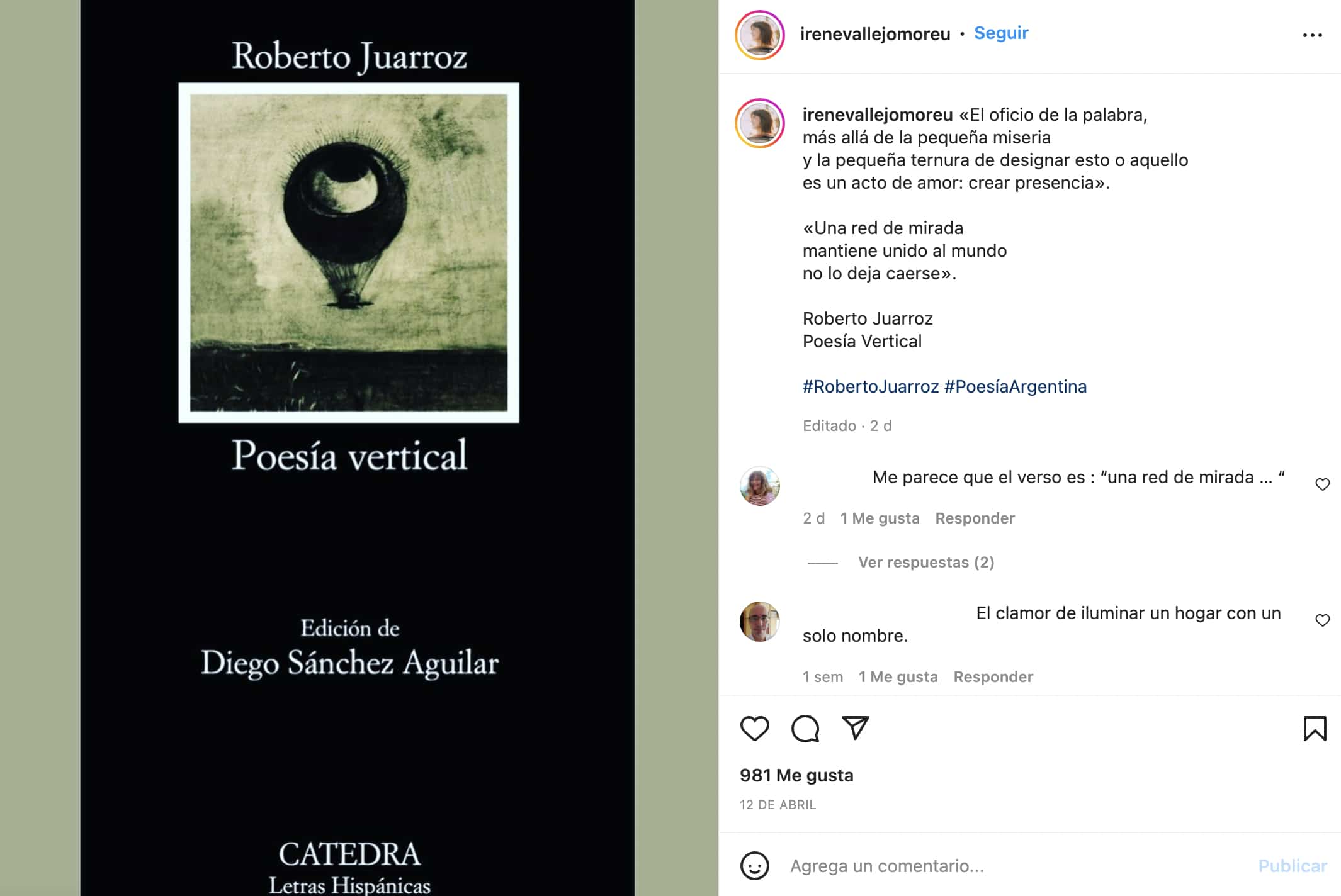 Ejemplo de pie de foto creativo para Instagram con cita inspiradora