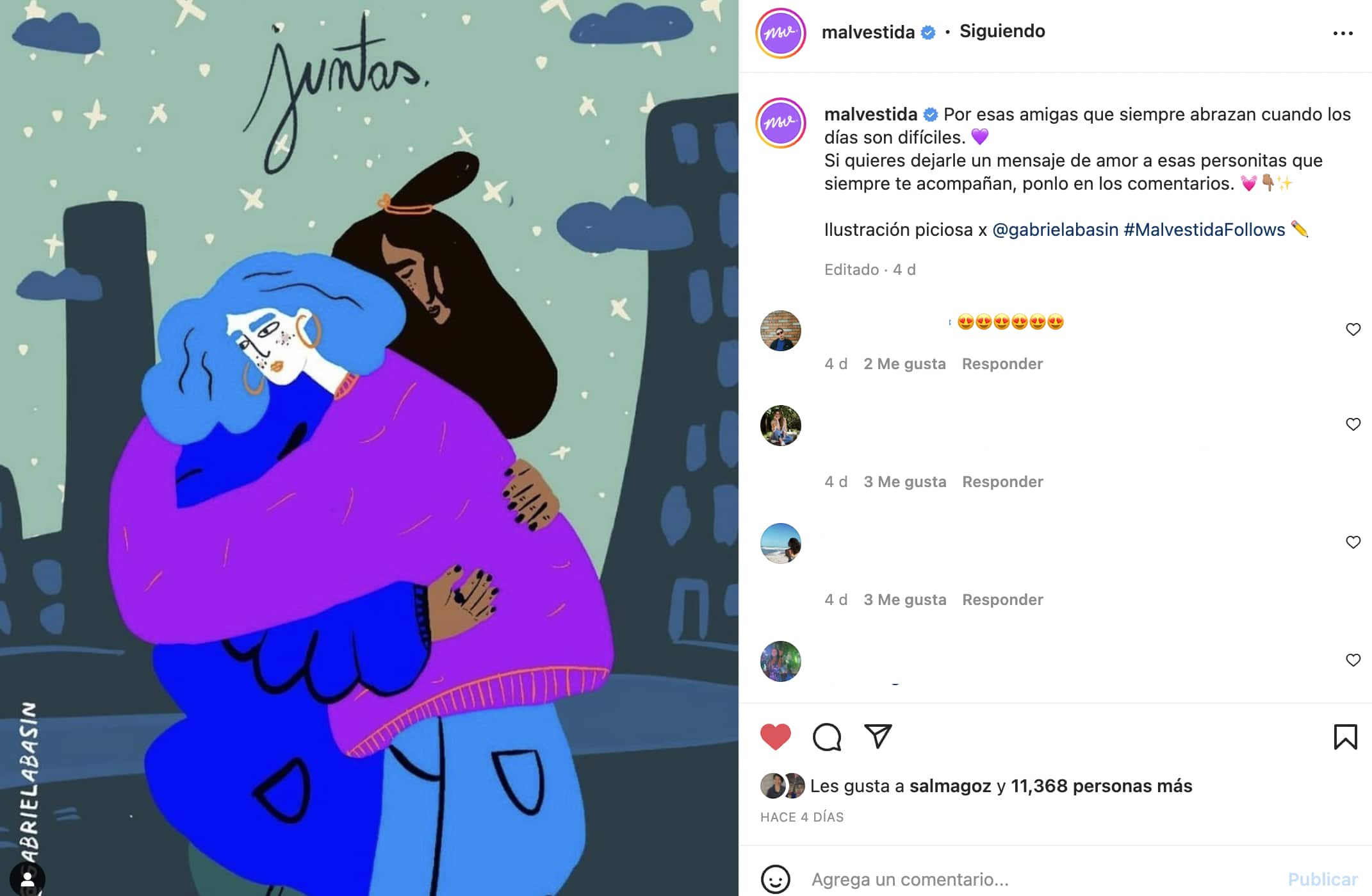 Ejemplo de pie de foto creativo para Instagram con invitación para mencionar a personas en los comentarios