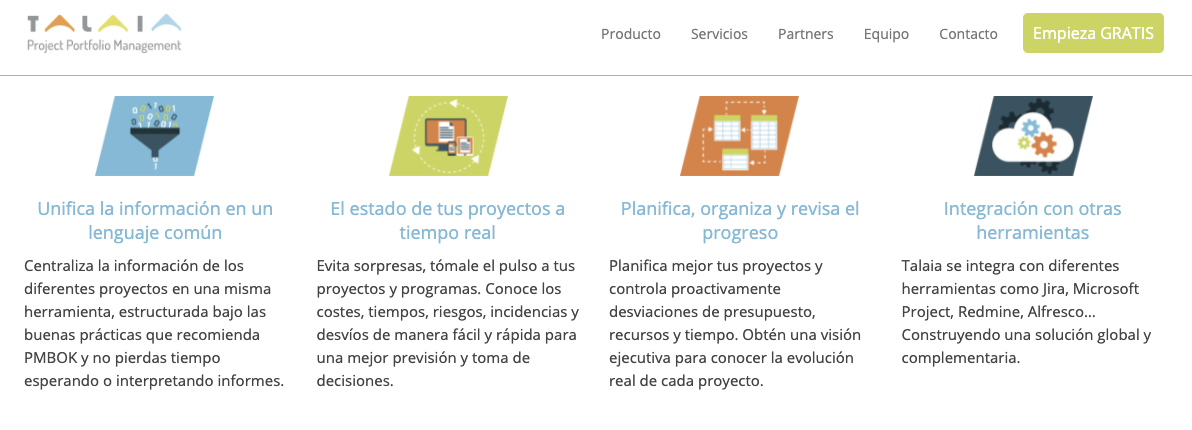 Ejemplo de software para gestión de proyectos PMBOK: Talala