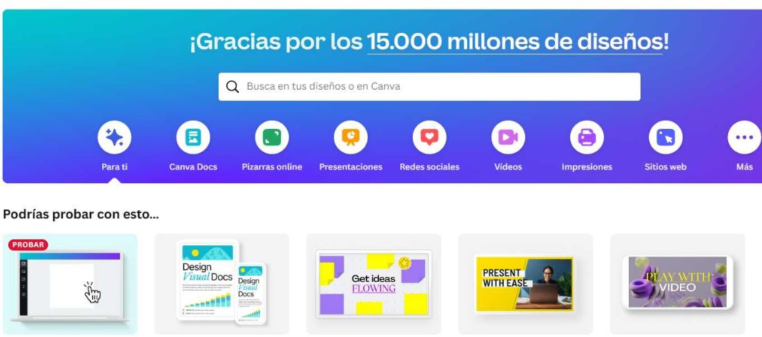 Ejemplo de portal web: Canva