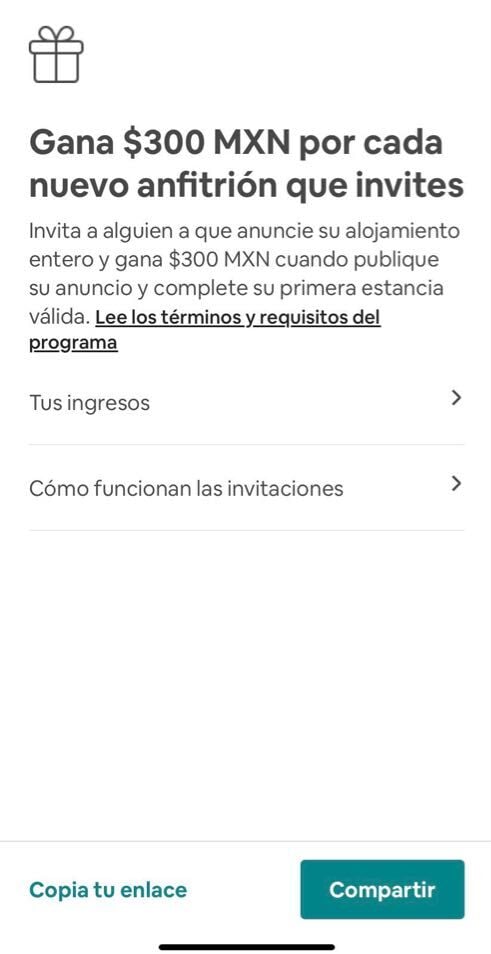 Ejemplo de programa de referidos: Airbnb