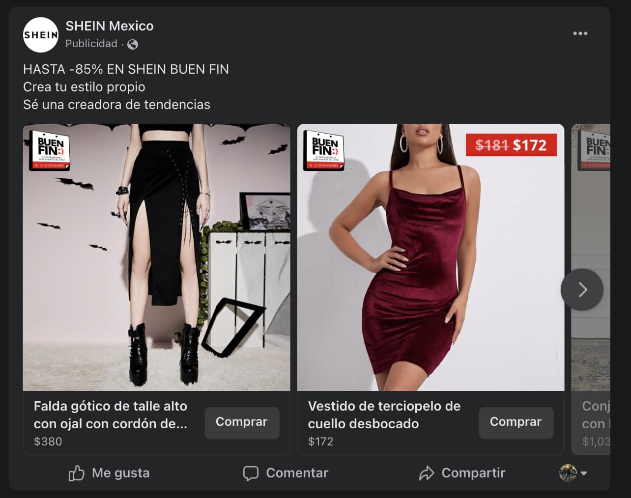 Ejemplo de promoción para aumentar ventas de Shein