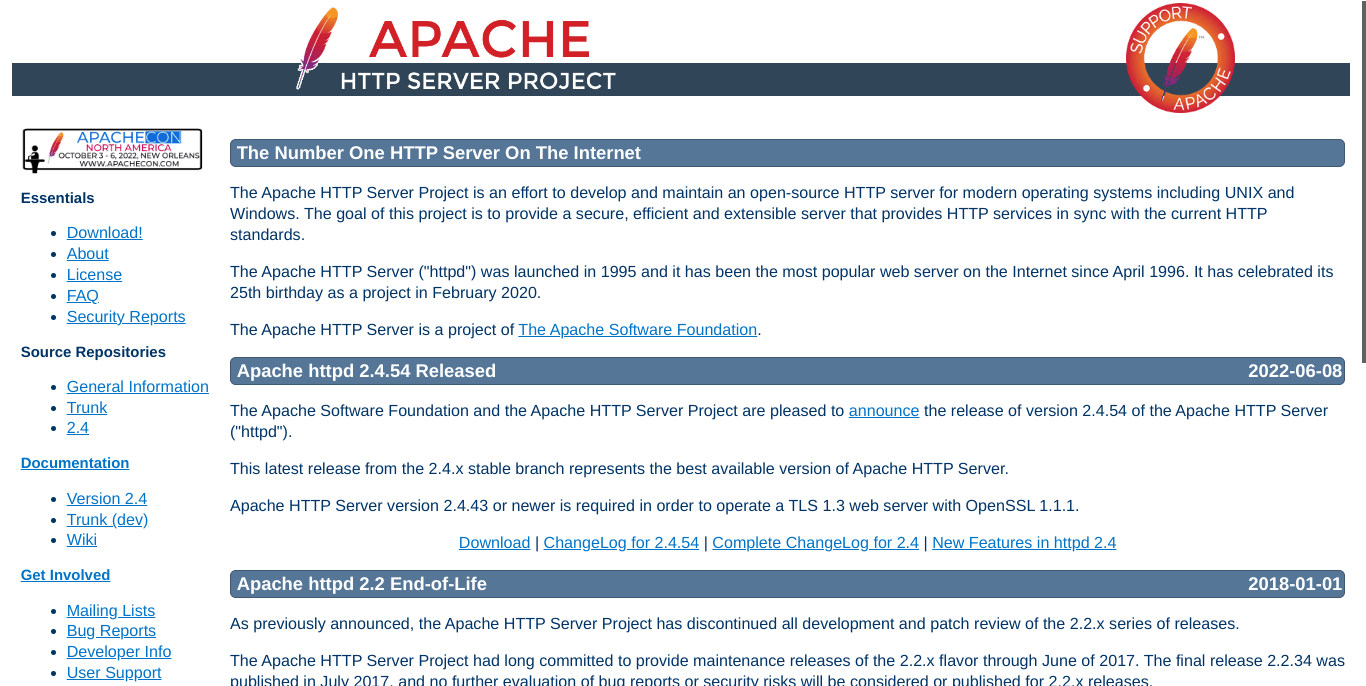 Ejemplo de servidor web: Apache