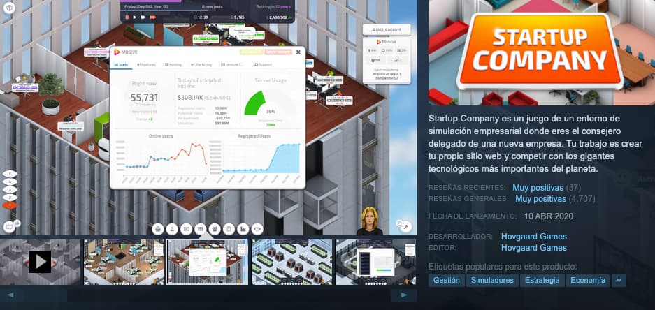 Ejemplo de simulador de negocios: Startup Company