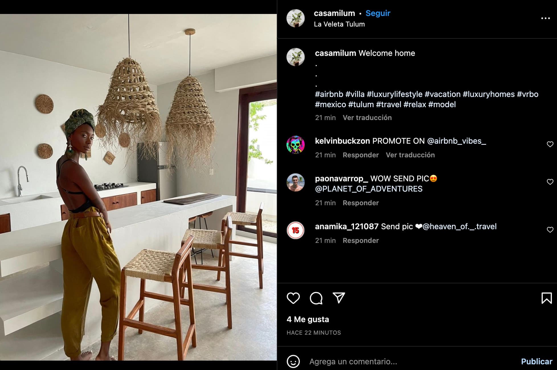 Ejemplo de social media marketing de Airbnb