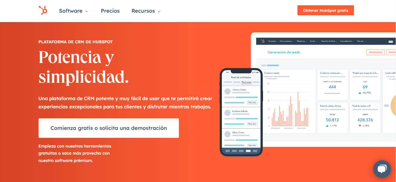 sitio web de HubSpot - software gratuito CMS