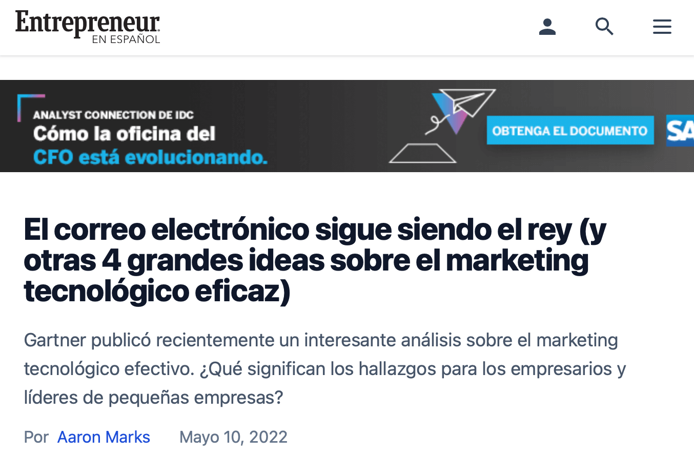 Ejemplo de título creativo para publicación: Entrepreneur