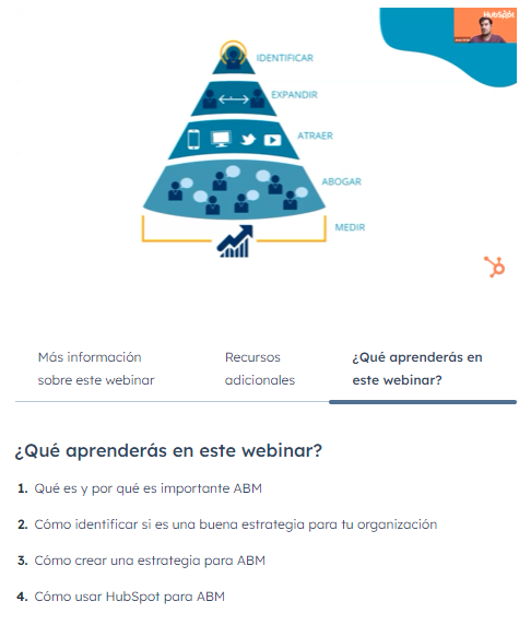 Ejemplo de webinar de HubSpot