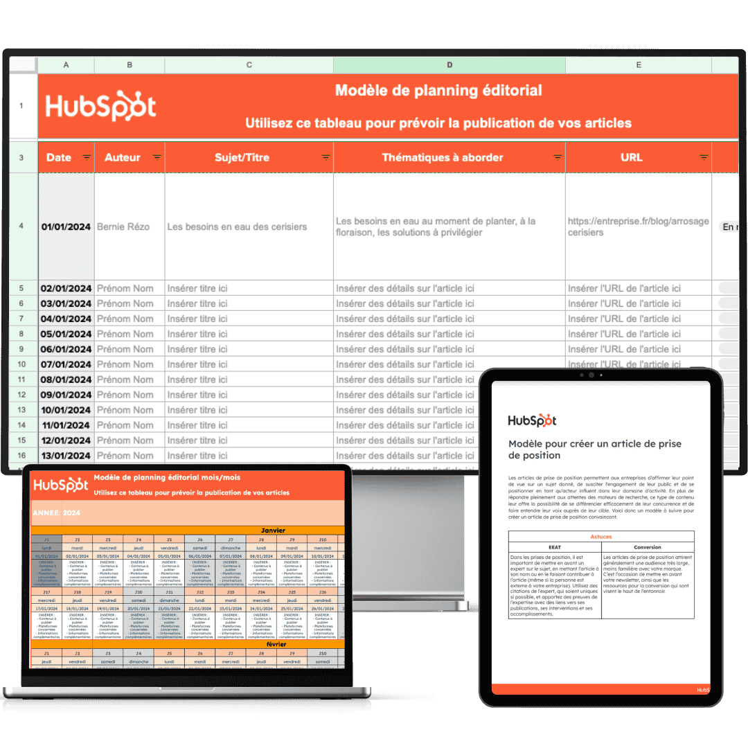 modèles de planning éditorial