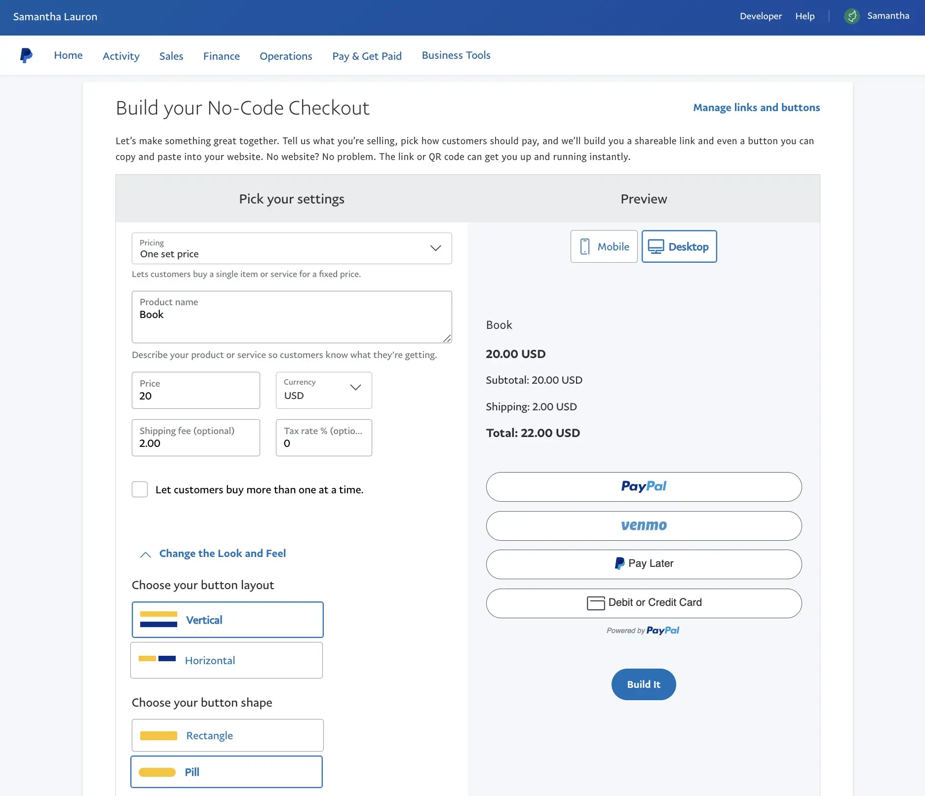 Building a checkout page for an ecommerce business using PayPal. The popular payment processing company offers a user-friendly interface and experience. 