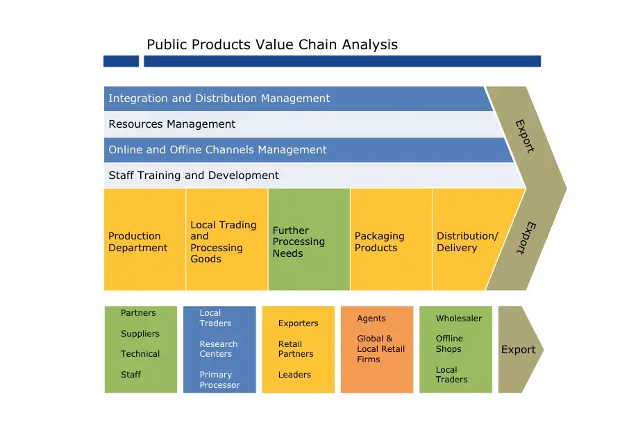 A value chain analysis template for public products.