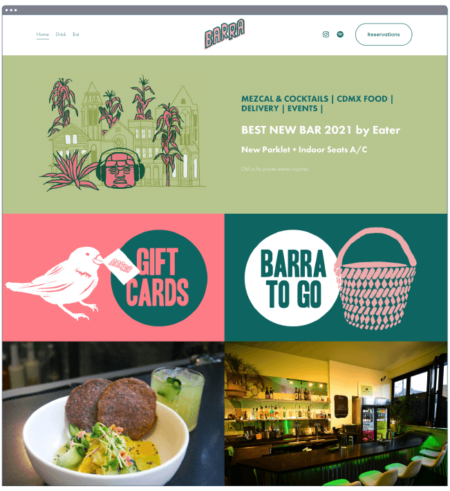 restaurant website templates: barra