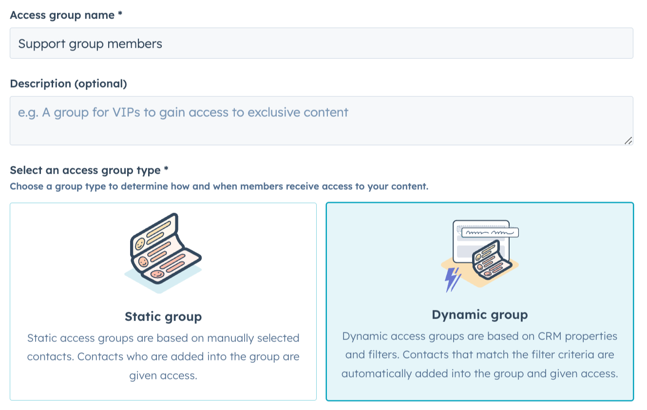 memberships simplified user interface showing dynamic groups