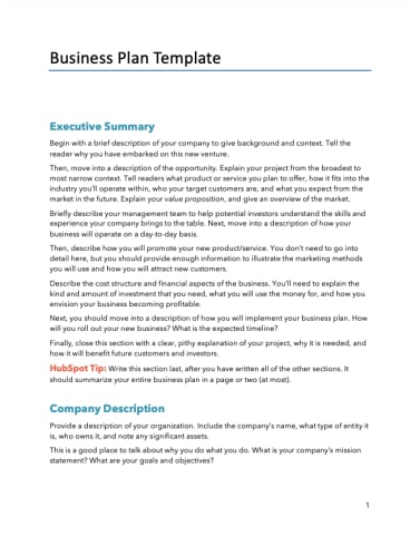 Simple business plan template word