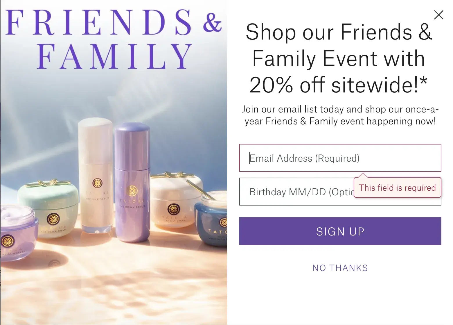 sales funnel example, Tatcha lead magnet offer